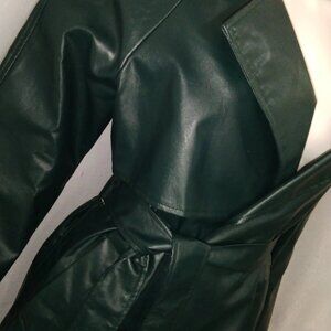 Deep Green Leather Trench w/ belt (Faux)